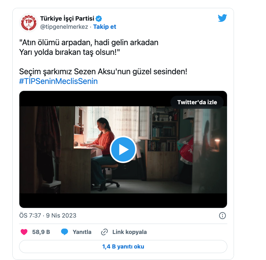 turkiye isci partisi nden sezen aksu sarkili secim kampanyasi